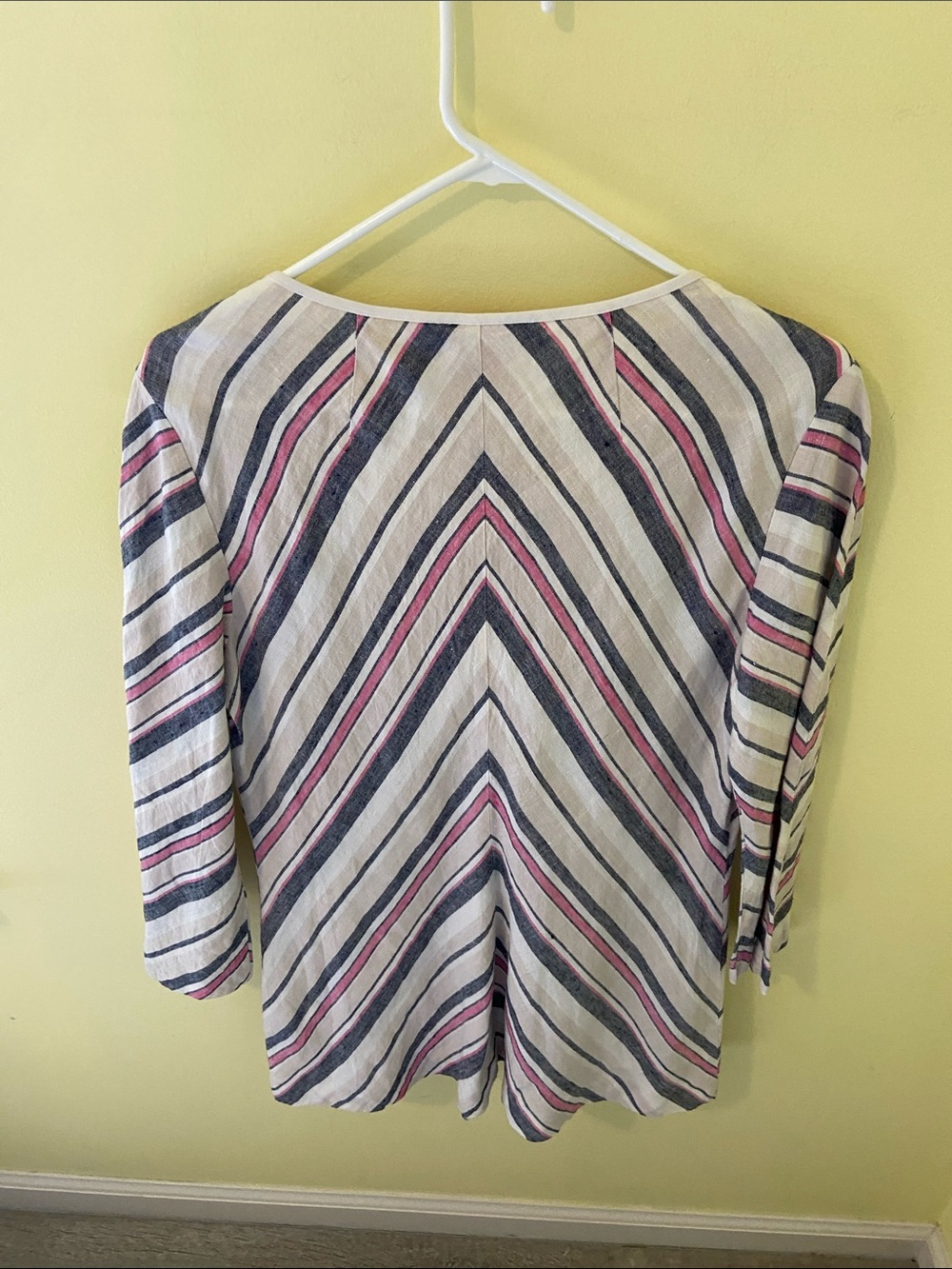 Tory Burch Striped Lace-Up Tunic in White, Pink & Blue-Gray - Picture 3 of 4